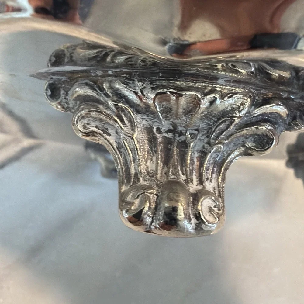 Vtg Leonard Silver Plate Footed Serving Tray Vanity Display 14